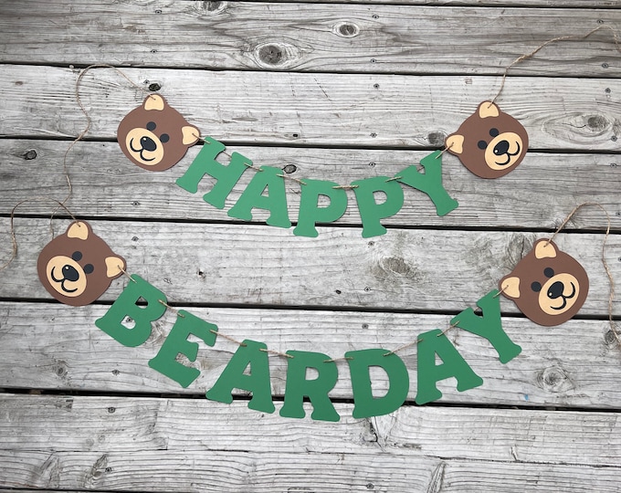 Bear banner, Teddy bear banner, bear birthday banner, Teddy bear birthday banner, happy bearday banner, bear birthday party decorations, lit