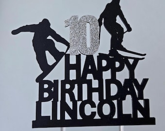 Ski Birthday Cake Topper: Glitter Winter Sports Theme