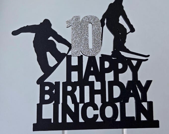 Ski Birthday Cake Topper: Glitter Winter Sports Theme