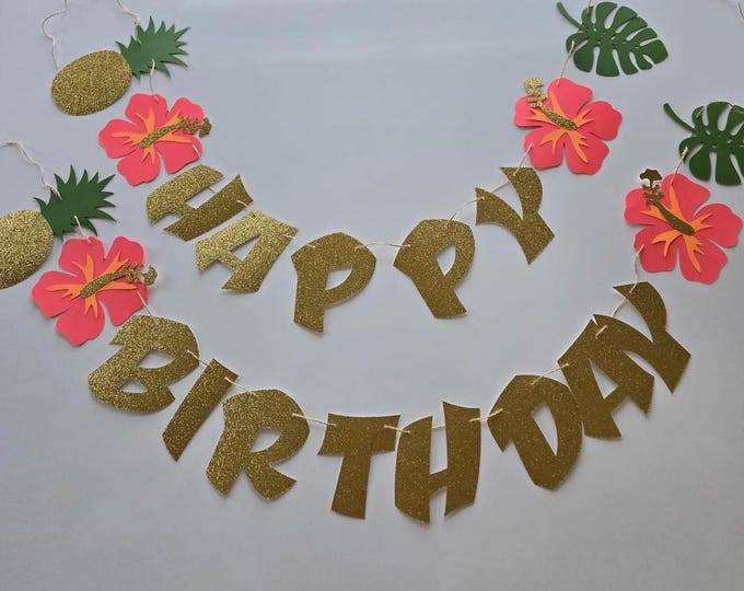 Hawaii banner, Hawaiian banner, Hawaii birthday banner, Hawaiian birthday banner, Luau banner, luau birthday banner, luau party decorations