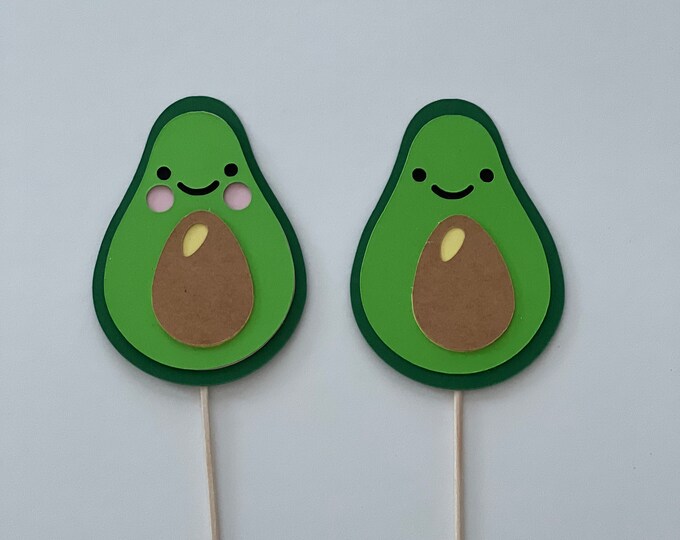 Avocado gender reveal cupcake toppers, gender reveal cupcake toppers, avocado cupcake toppers, gender reveal toppers, avocado toppers