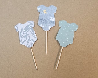 Onesie Cupcake Toppers: Baby Shower Decorations, Set of 12