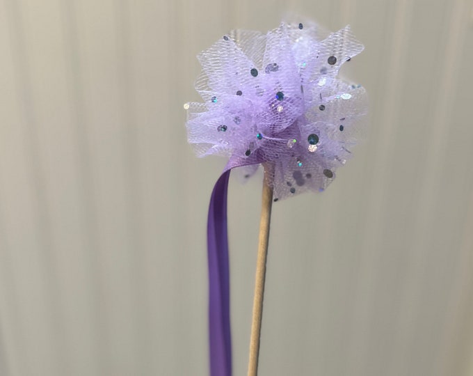 Princess wand, party favor wand, tulle wand, purple wand, little girl wand, birthday wand, girl birthday party favor