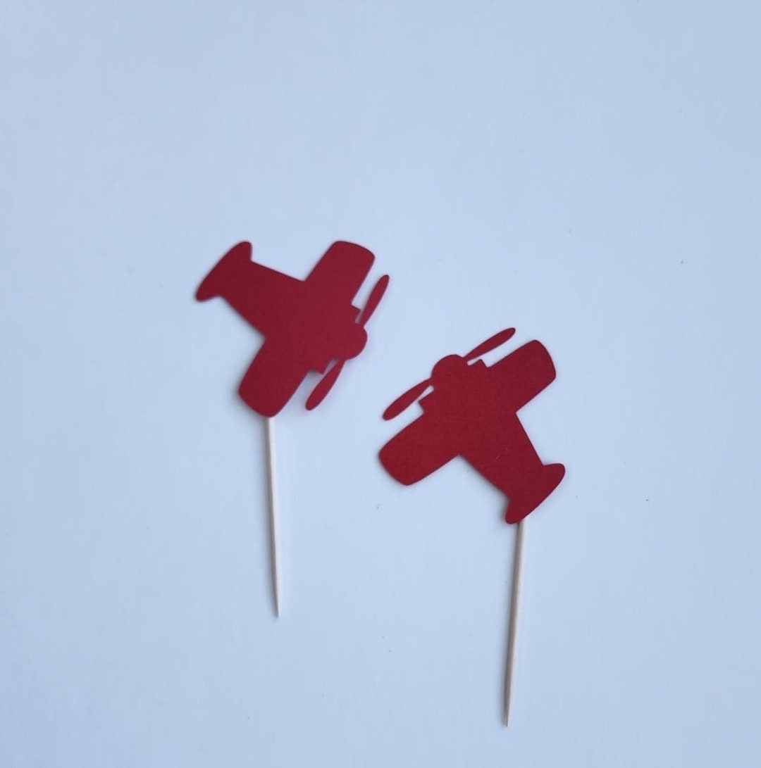 Airplane Cupcake Toppers Clouds Birthday Cupcake Toppers Etsy