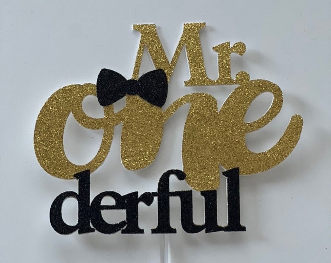 Mr onederful cake topper, one cake topper, first birthday cake topper, first birthday topper, one topper