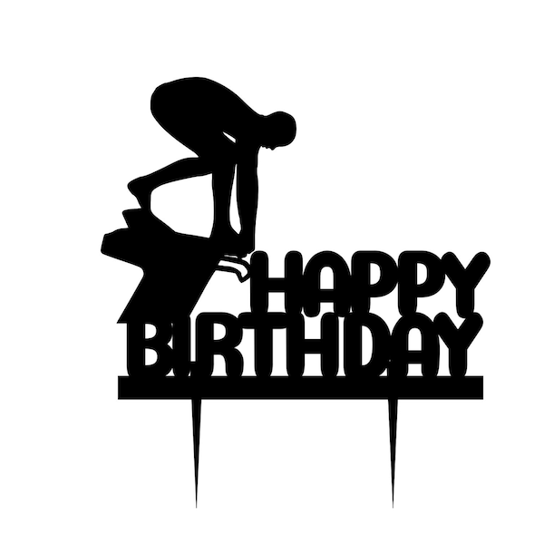 Swimmer Birthday Cake Topper: Customizable Colors