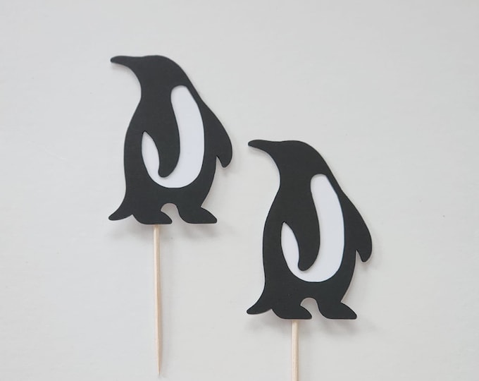 Penguin cupcake toppers, penguin cake toppers, penguin cupcake toppers, penguin toppers, penguin decorations, set of 12