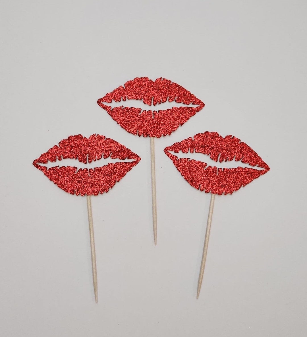 Kiss Cupcake Toppers, Lip Cupcake Toppers, Kissy Cupcake Toppers