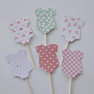 Onesie cupcake toppers, Onesie toppers, baby onesie toppers, Baby onesie cupcake toppers, Baby shower cupcake toppers, baby girl toppers