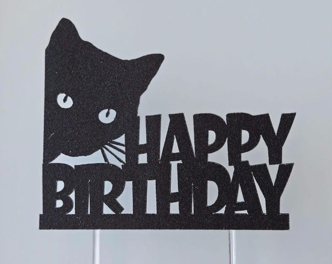 Kitty cake topper, black cat cake topper, kitten cake topper, cat cake topper, cat lover cake topper, crazy cat lady cake topper
