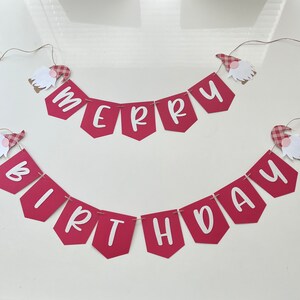 Christmas banner, merry Christmas banner, merry banner, gnome banner, gnome birthday banner, merry birthday banner,Christmas Birthday banner