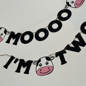 Cow birthday banner, cow banner, cow garland, holy cow birthday banner, moo banner, moo im two banner, cow party decorations