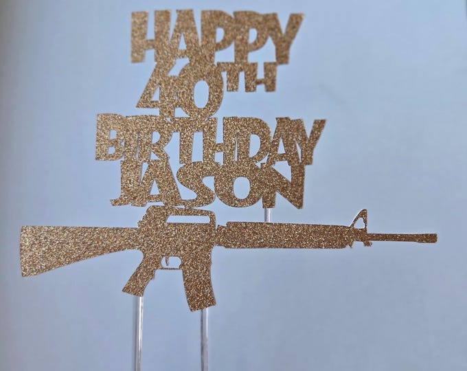 Gun cake topper, gun lovers Cake topper, rifle cake topper, Ak 47 cake topper, gun birthday cake topper, gun topper