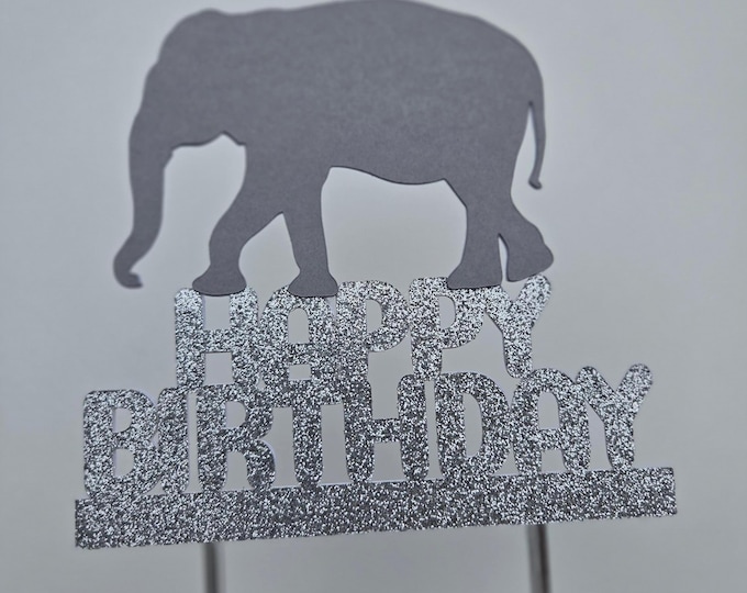 Elephant Birthday Cake Topper: Custom Color Paper Topper