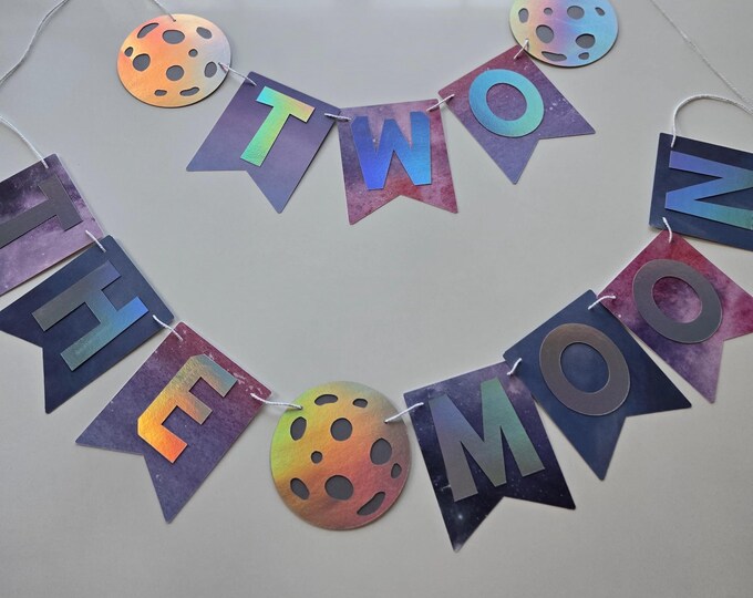 Two the Moon Banner: Space Birthday Party Decoration