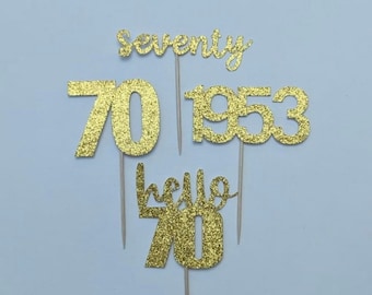 Im 70 cupcake toppers, 70th birthday cupcake toppers, hello 70 cupcake toppers, seventieth birthday cupcake toppers, 12 toppers