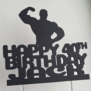 Muscular Man Birthday Cake Topper: Bodybuilder Theme