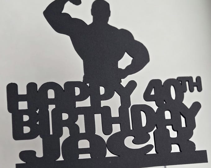 Muscular Man Birthday Cake Topper: Bodybuilder Theme