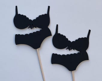 Lingerie cupcake toppers, bridal shower cupcake toppers, Bra cupcake toppers, Underwear cupcake toppers, 12 toppers