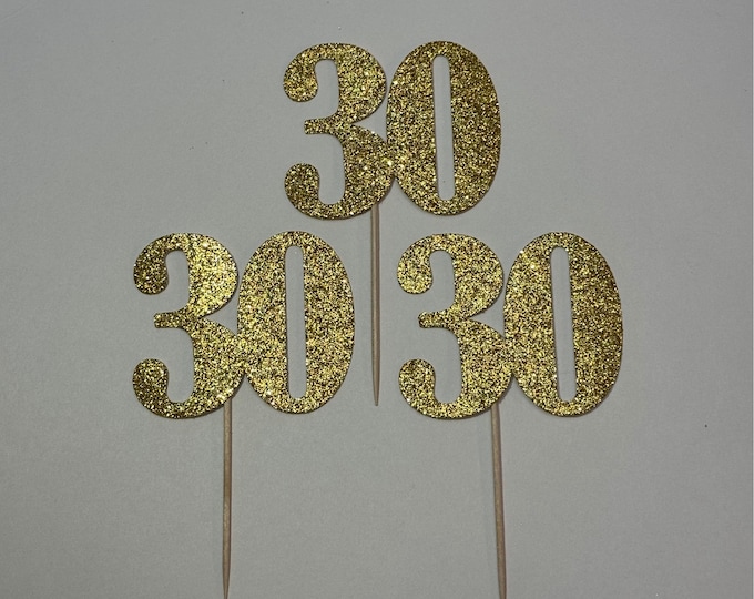 30 cupcake topper, thirty birthday cupcake toppers, 30th birthday cupcake toppers, 30 toppers, set of 12