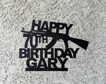 Gun cake topper, gun lovers Cake topper, rifle cake topper, Ak 47 cake topper, fun birthday cake topper, fun topper