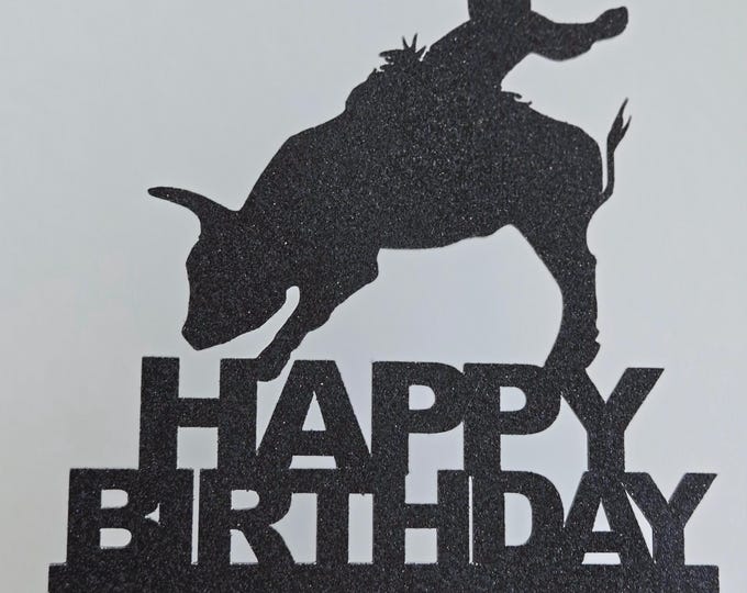 Bull Riding Birthday Cake Topper: Rodeo Party Decor