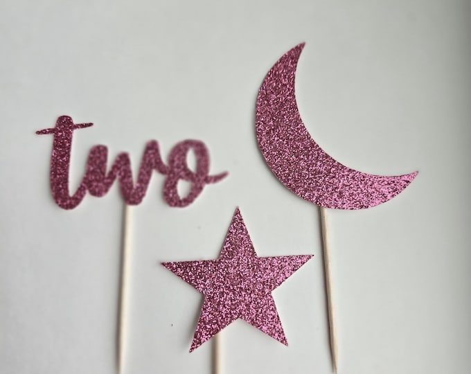 Space Cupcake Toppers: Moon & Star Party Decorations