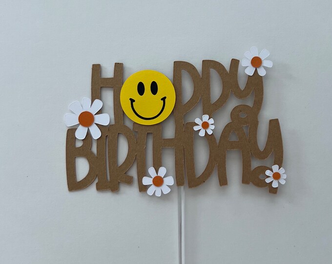 Happy one cake topper, one cake topper, first birthday cake topper, first birthday cake topper, smiley cake topper,happy face cake topper