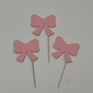 Gender reveal cupcake toppers, girl baby shower cupcake toppers, bow cupcake toppers, girl cupcake toppers, little girl cupcake toppers