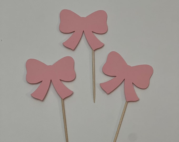 Gender reveal cupcake toppers, girl baby shower cupcake toppers, bow cupcake toppers, girl cupcake toppers, little girl cupcake toppers