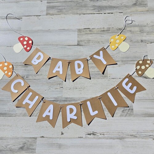 Mushroom Baby Shower Banner: Woodland Gender Reveal Decor