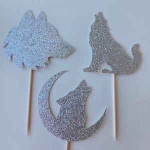 Wolf cupcake toppers, wolf toppers, howling wolf cupcake, wolf cake toppers, wolf toppers, wolf cake topper, set of 12