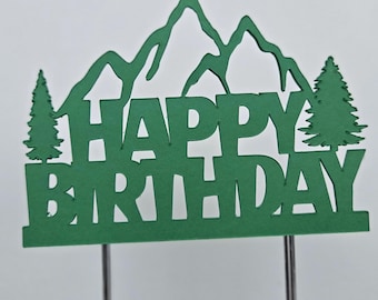 Mountain Birthday Cake Topper: Rustic Adventure Party Decor