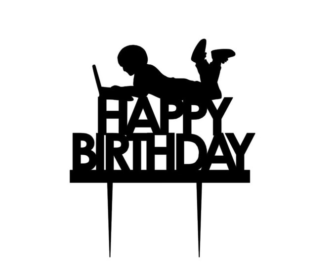 little boy cake topper, laptop cake topper, boy laptop cake topper, little programmer cake topper, kid laptop cake topper, coding topper