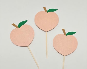 Peach Cupcake Toppers: Sweet One Party Decor (Set of 12)