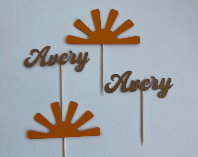 Sun cupcake toppers, sunny cupcake toppers, sunshine cupcake toppers, little sunshine cupcake toppers, sunny toppers, sun party, set of 12