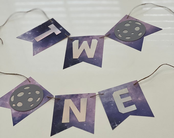Space banner, Space theme banner, Galaxy banner, Galaxy birthday banner, Outer space birthday banner, Outer space banner, moon banner