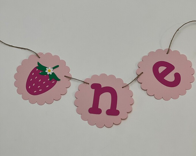 strawberry banner, strawberry birthday banner, Im one banner, berry banner, one banner, First birthday banner, strawberry custom banner
