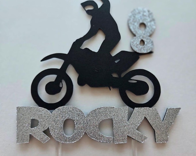Dirt bike cake topper, dirt bike topper, dirt bike riding cake topper, motor sports cake topper, dirt biker cake topper, dirt bike topper