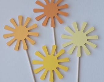 Sun Cupcake Toppers: Sunny Party Decorations, Set of 12