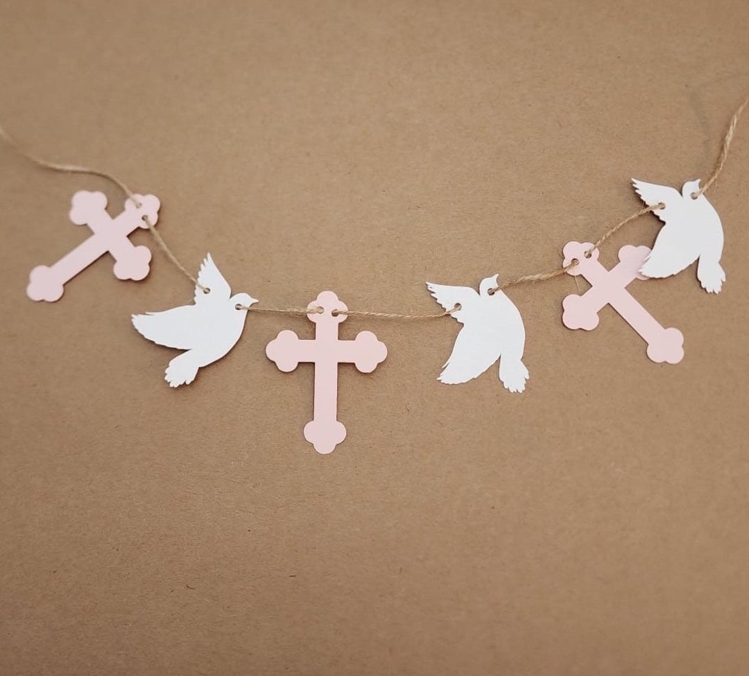 Cross Garland Dove Garland Christening Banner Baptism Etsy