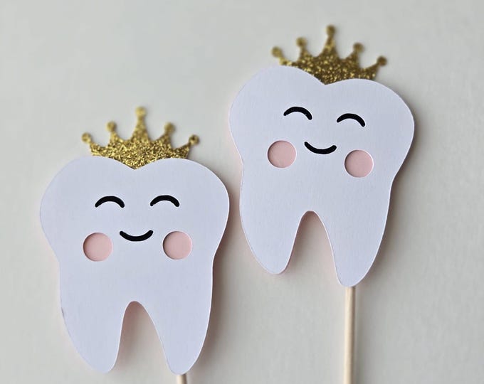 Tooth cupcake toppers, first tooth cupcake toppers, teeth toppers, tooth cupcake toppers, teeth toppers, set of 12