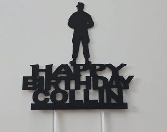 Soldier Birthday Cake Topper: Personalized Party Decor