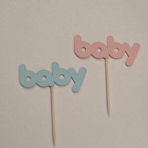 Baby Shower Cupcake Toppers: Pink or Blue, Set of 12