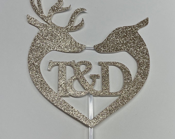 Hunting cake topper, deer anniversary cake topper, hunting anniversary cake topper, Buck and Doe cake topper, wedding cake topper, wedding