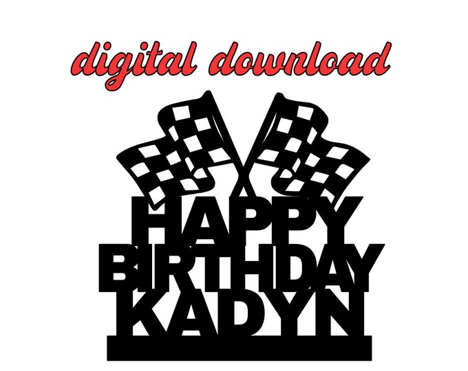 Digital download cake topper, racing digital download cake topper, racing flags digital download