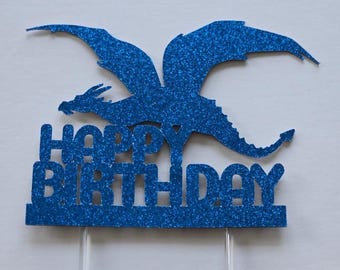 Flying Dragon Birthday Cake Topper: Sparkle Paper Decoration