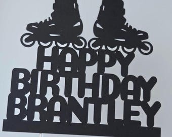 Skating Birthday Cake Topper: Inline Skates Party Decor
