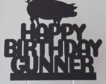 Pig Birthday Cake Topper: Custom Color, Party Decor