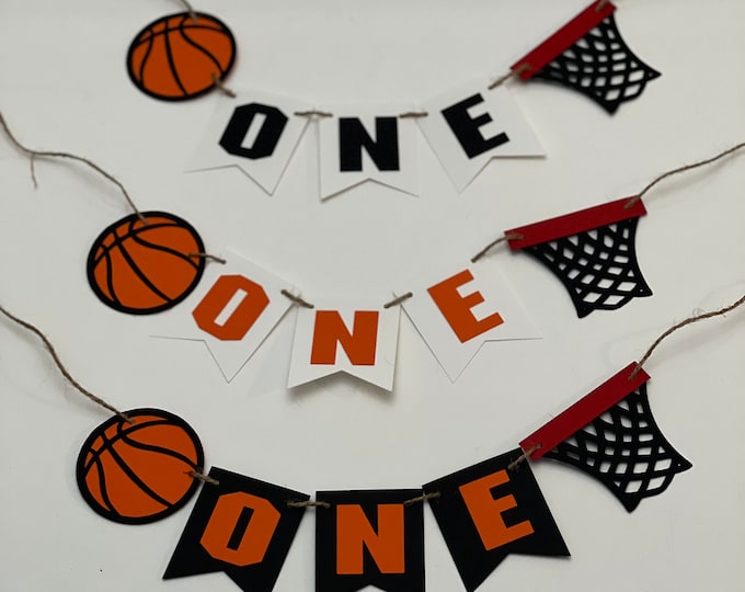Basketball banner, basketball birthday banner, basketball party decorations, basketball garland, basketball hoop, basketball party decor